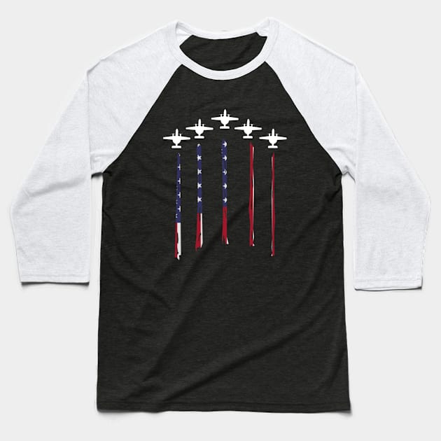 E-2 Hawkeye Us Flag Baseball T-Shirt by Dirty Custard Designs 